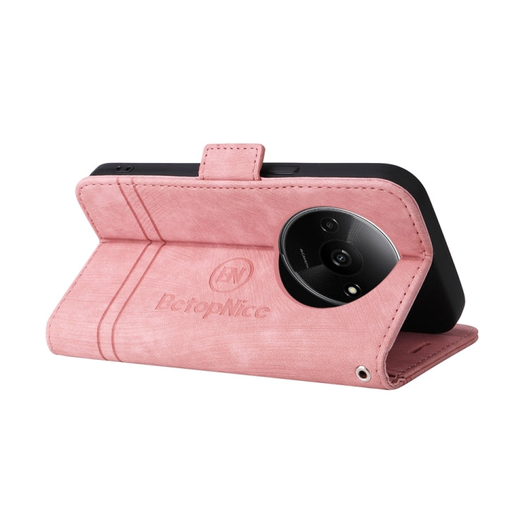 For Xiaomi Poco C61 4G / Redmi A3 4G Global BETOPNICE Dual-side Buckle Leather Phone Case(Pink)