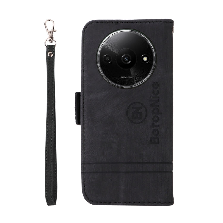 For Xiaomi Poco C61 4G / Redmi A3 4G Global BETOPNICE Dual-side Buckle Leather Phone Case(Black)