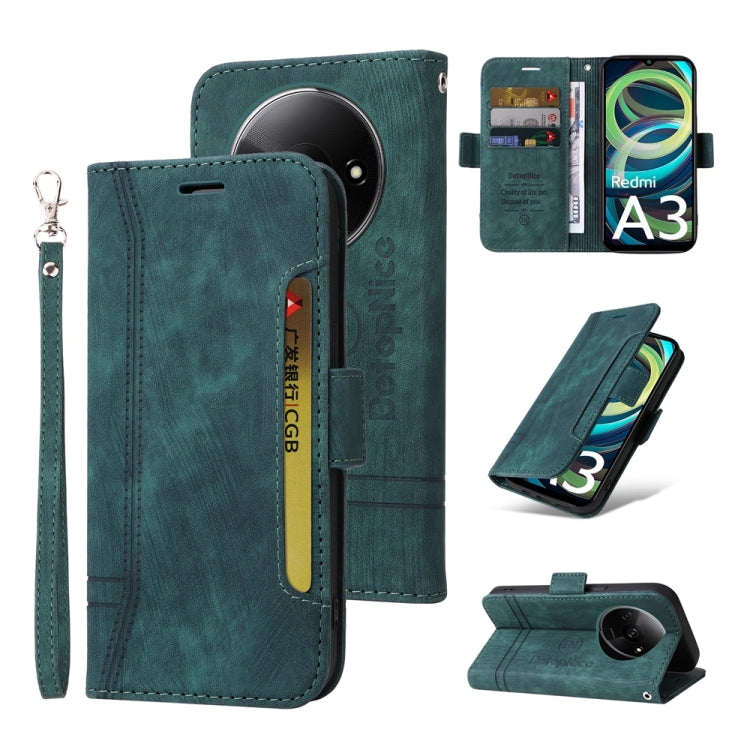 For Xiaomi Poco C61 4G / Redmi A3 4G Global BETOPNICE Dual-side Buckle Leather Phone Case(Green)