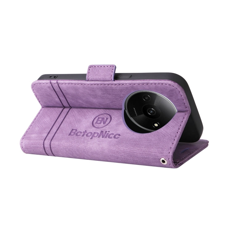 For Xiaomi Poco C61 4G / Redmi A3 4G Global BETOPNICE Dual-side Buckle Leather Phone Case(Purple)