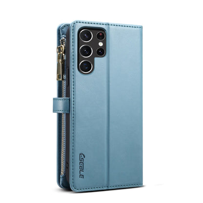 Pour Samsung Galaxy S25 Ultra 5G ESEBLE Star Series Étui en cuir avec dragonne, portefeuille zippé et protection RFID (Bleu)