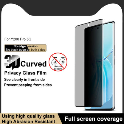 For vivo Y200 Pro imak No Edge Version 3D Curved Privacy Full Screen Tempered Glass Film
