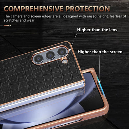 For Samsung Galaxy Z Fold6 AZNS Electroplated Frame Crocodile Texture Full Coverage Phone Case(Black)