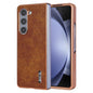 Pour Samsung Galaxy Z Fold6 AZNS Cadre Électroplaqué Texture Crocodile Coque de Téléphone à Couverture Complète (Marron)