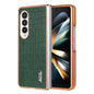 For Samsung Galaxy Z Fold3 5G AZNS Electroplated Frame Crocodile Texture Full Coverage Phone Case(Green)