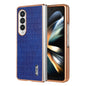 For Samsung Galaxy Z Fold3 5G AZNS Electroplated Frame Crocodile Texture Full Coverage Phone Case(Blue)