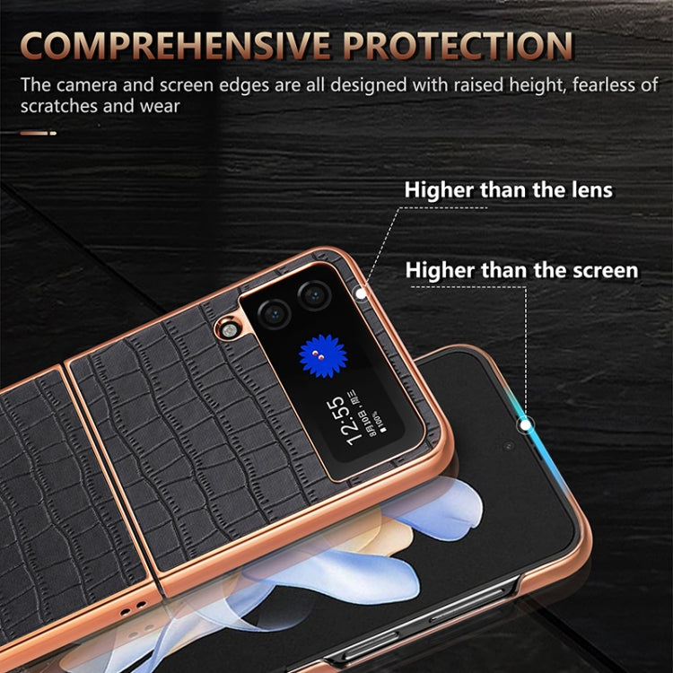 For Samsung Galaxy Z Flip3 5G AZNS Electroplated Frame Crocodile Texture Full Coverage Phone Case(White)