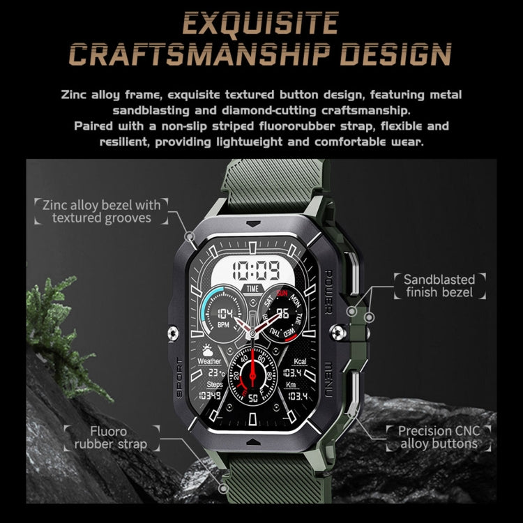 LEMFO C28 2.02 inch Sport Smart Watch, Support Bluetooth Call / Sleep / Blood Oxygen / Heart Rate / Blood Pressure Health Monitor(Green)