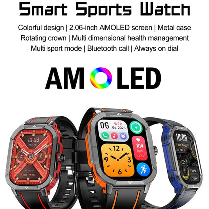 LEMFO HK56 2.06 inch BT5.3 IP68 Sport Smart Watch, Support Bluetooth Call / Message Notification / Heart Rate / Blood Pressure Health Monitor(Blue)