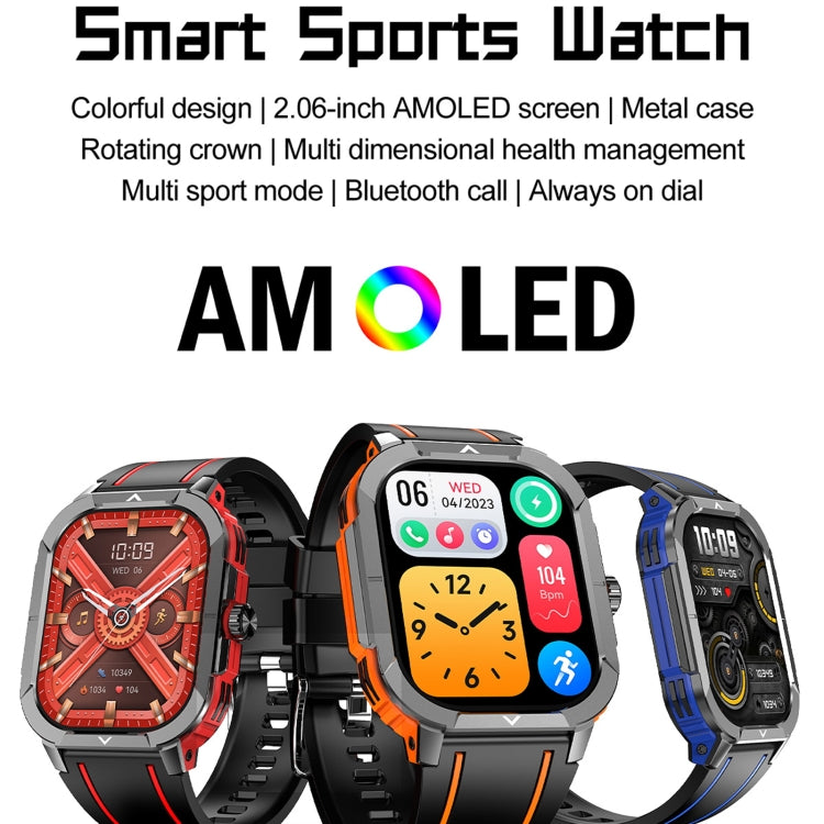 LEMFO HK56 2.06 inch BT5.3 IP68 Sport Smart Watch, Support Bluetooth Call / Message Notification / Heart Rate / Blood Pressure Health Monitor(Orange)