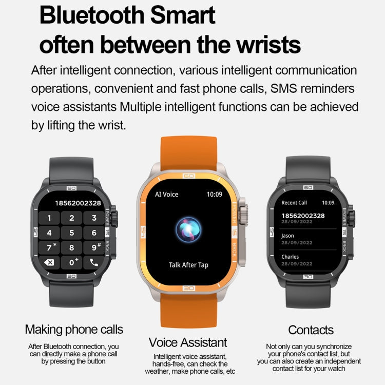 HK96S 2.06 inch BT5.3 IP68 Sport Smart Watch, Support Bluetooth Call / Sleep / Blood Oxygen / Heart Rate / Blood Pressure Health Monitor(Black)