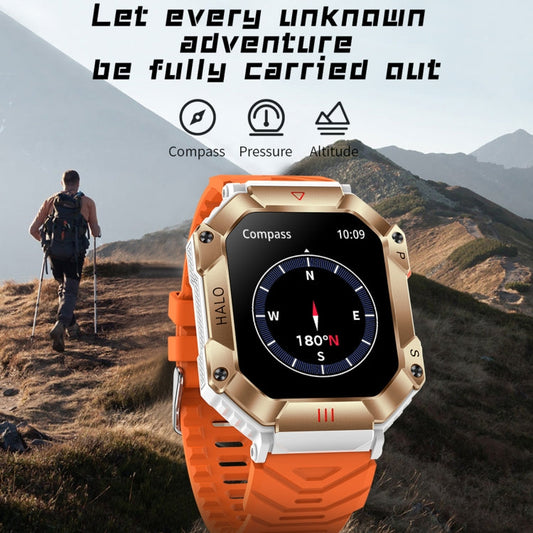 KR80 2.0 inch BT5.1 IP67 Sport Smart Watch, Support Bluetooth Call / Sleep / Blood Oxygen / Heart Rate / Blood Pressure Health Monitor(Black+Orange)