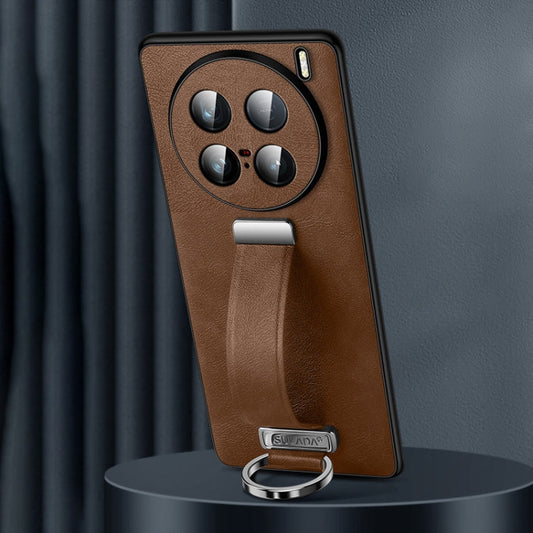 For vivo X100 Ultra SULADA PC + Leather Texture Skin Feel Shockproof Phone Case(Brown)