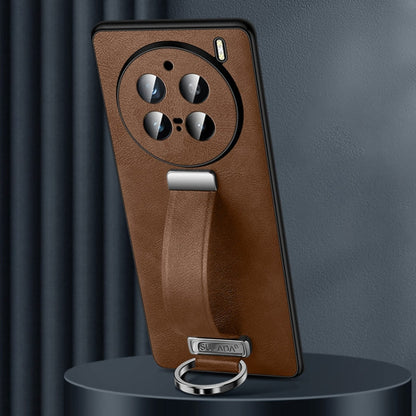 For vivo X200 Pro SULADA PC + Leather Texture Skin Feel Shockproof Phone Case(Brown)