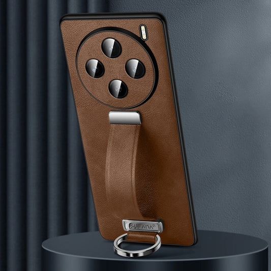 For vivo X200 SULADA PC + Leather Texture Skin Feel Shockproof Phone Case(Brown)