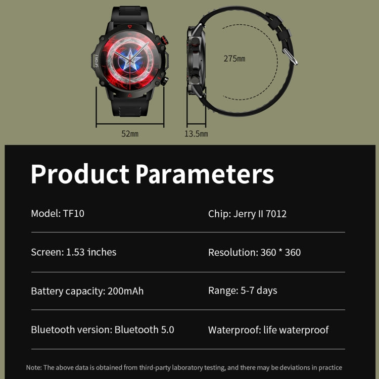 TF10 Pro 1.53 inch BT5.2 IP67 Sport Smart Watch, Support Bluetooth Call / Sleep / Blood Oxygen / Heart Rate / Long Sitting Health Monitor(Green)