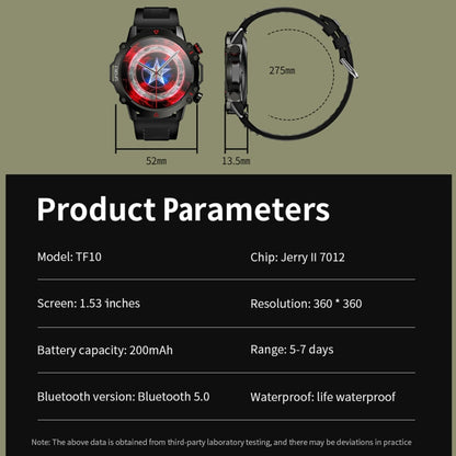 TF10 Pro 1.53 inch BT5.2 IP67 Sport Smart Watch, Support Bluetooth Call / Sleep / Blood Oxygen / Heart Rate / Long Sitting Health Monitor(Green)