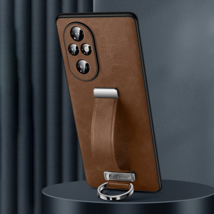 For Honor 200 SULADA PC Hybrid Leather Texture Skin Feel Shockproof Phone Case(Brown)