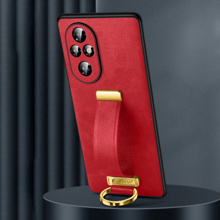 For Honor 200 SULADA PC Hybrid Leather Texture Skin Feel Shockproof Phone Case(Red)