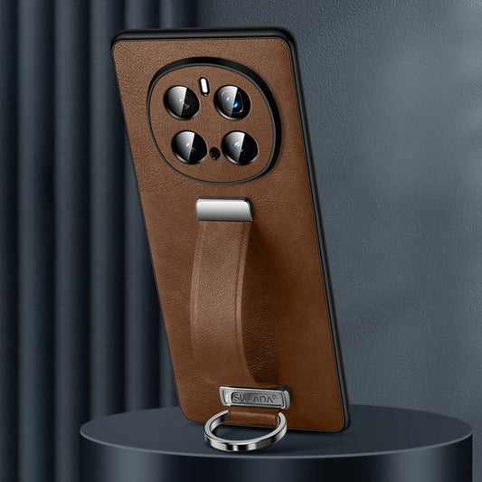 Pour Honor Magic7 Pro SULADA PC Hybrid Cuir Texture Sensation de Peau Coque de Téléphone Antichoc (Marron)