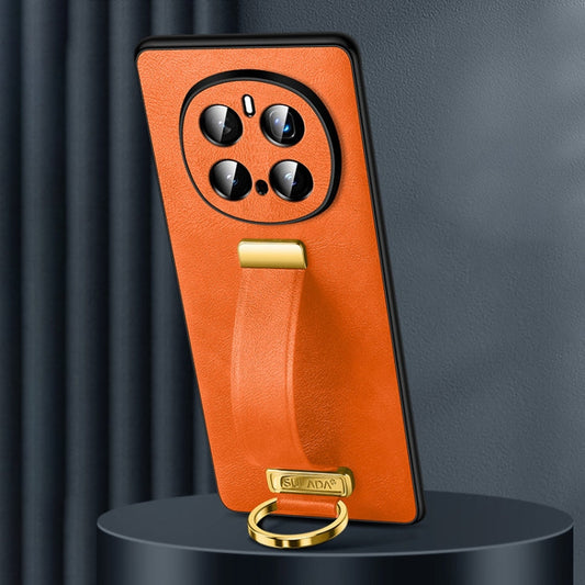 Pour Honneur Magic7 Pro SULADA PC Coque de téléphone antichoc en cuir hybride (Orange)