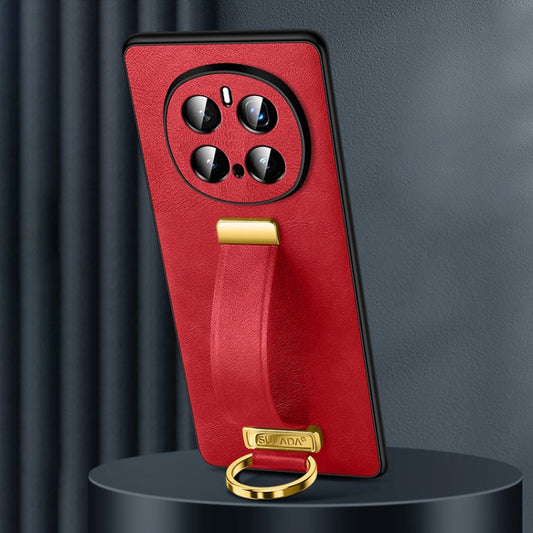 Pour Honor Magic7 Pro SULADA PC Coque de téléphone antichoc en cuir hybride (Rouge)