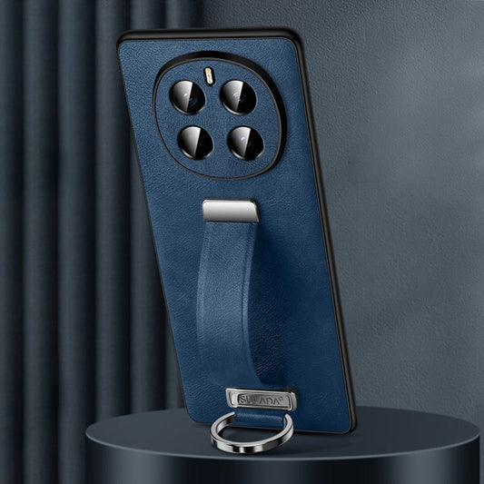 Pour la coque de téléphone antichoc hybride PC SULADA pour Honor Magic7, texture cuir (Bleu)