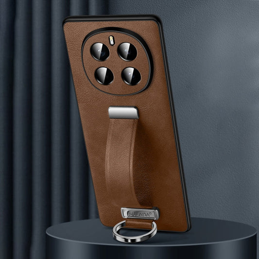 Pour la coque de téléphone antichoc hybride PC en cuir SULADA pour Honor Magic7 (marron)
