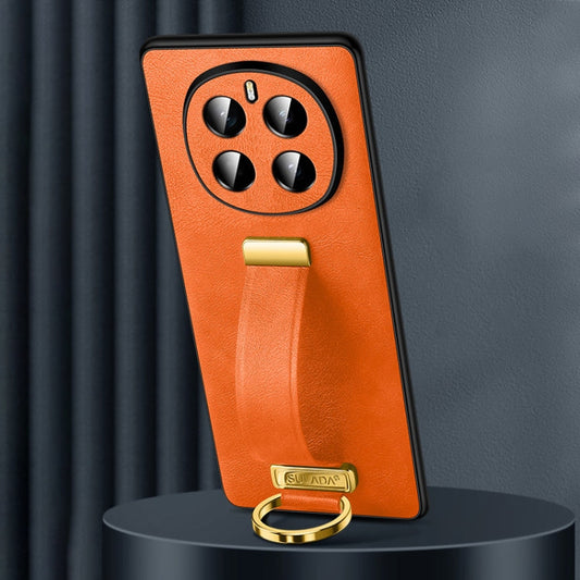 Pour Honor Magic7 SULADA PC Hybrid Cuir Texture Sensation de Peau Coque de Téléphone Antichoc (Orange)