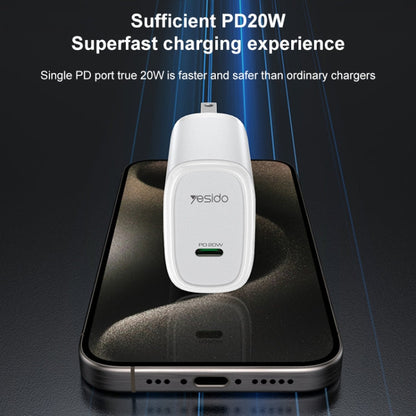 Yesido YC11U 20W PD USB-C / Type-C Fast Charging Charger, Specification:US Plug(White)