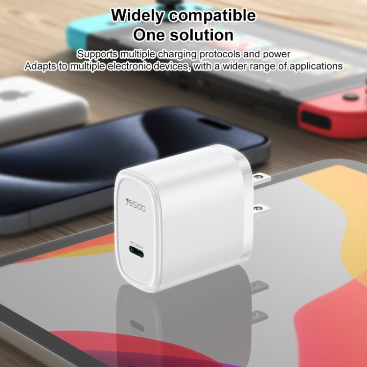 Yesido YC11U 20W PD USB-C / Type-C Fast Charging Charger, Specification:US Plug(White)