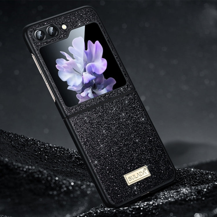 For Samsung Galaxy Z Flip6 / Flip7 FE SULADA Shockproof TPU + Handmade Leather Phone Case(Black)