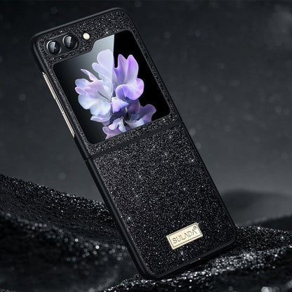 For Samsung Galaxy Z Flip6 / Flip7 FE SULADA Shockproof TPU + Handmade Leather Phone Case(Black)