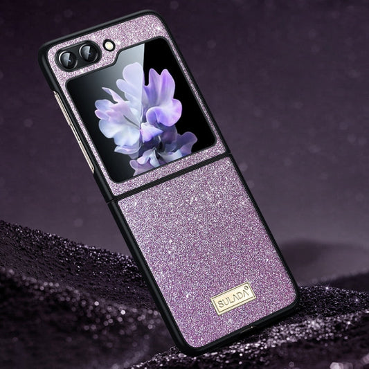 For Samsung Galaxy Z Flip6 / Flip7 FE SULADA Shockproof TPU + Handmade Leather Phone Case(Purple)