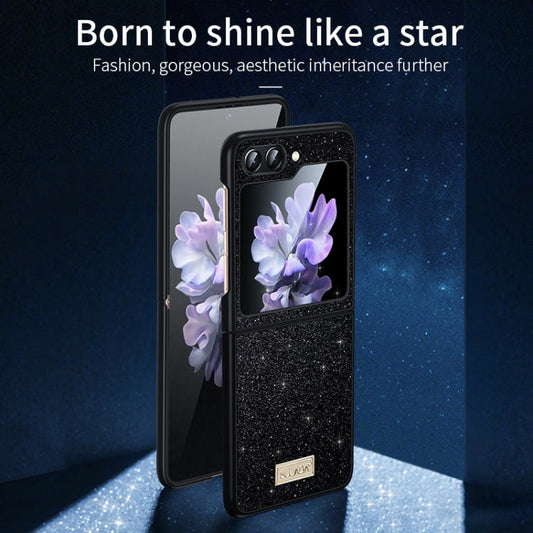 For Samsung Galaxy Z Flip6 / Flip7 FE SULADA Shockproof TPU + Handmade Leather Phone Case(Black)