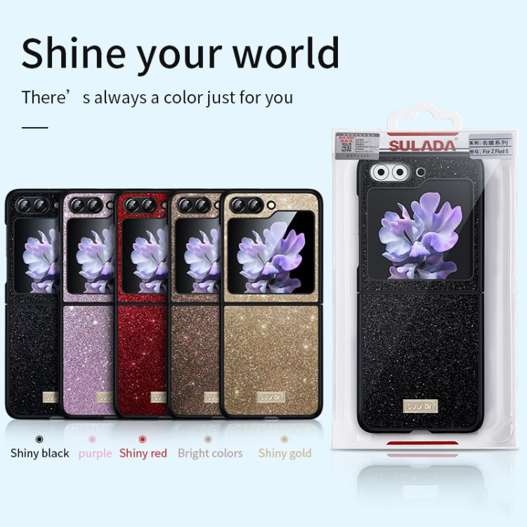 For Samsung Galaxy Z Flip6 / Flip7 FE SULADA Shockproof TPU + Handmade Leather Phone Case(Black)