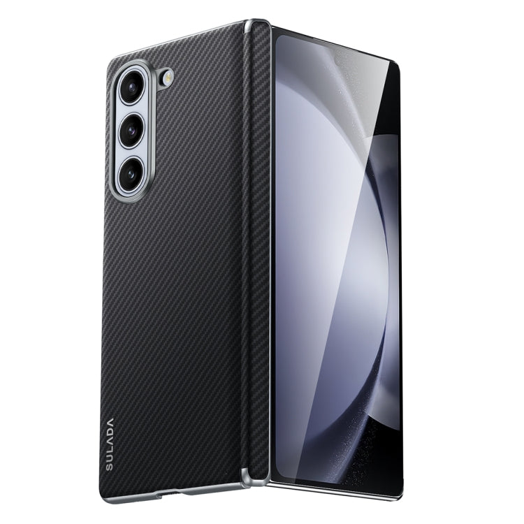 Pour Samsung Galaxy Z Fold6 Coque de téléphone antichoc en PC texturé SULADA 600D Kevlar (Noir)