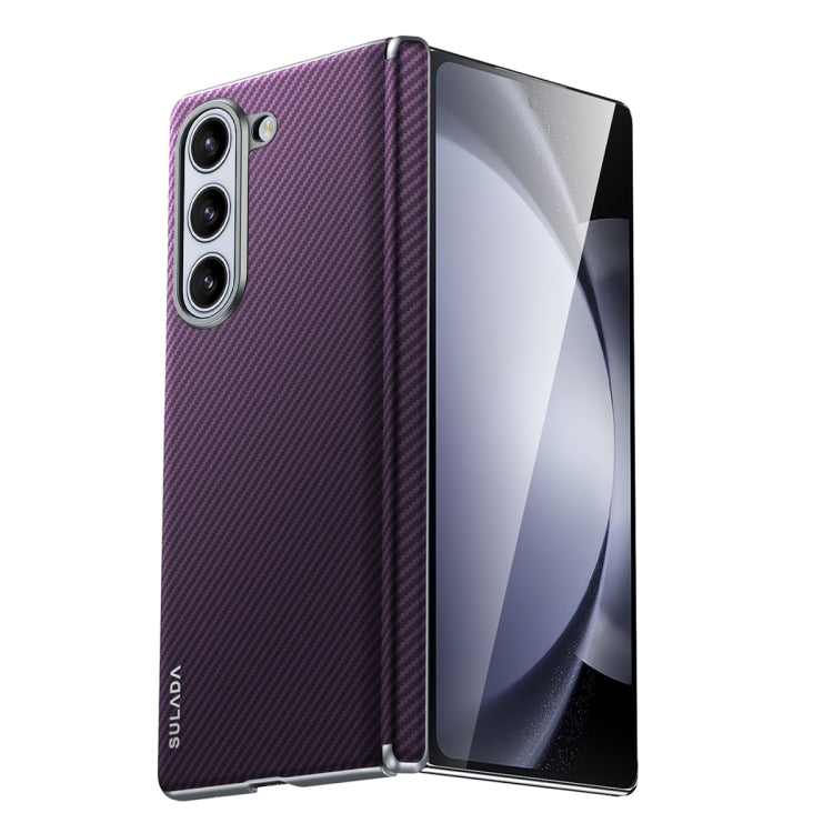 Pour Samsung Galaxy Z Fold6 SULADA Coque de téléphone antichoc en PC texturé Kevlar 600D (Violet)