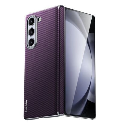 Pour Samsung Galaxy Z Fold6 SULADA Coque de téléphone antichoc en PC texturé Kevlar 600D (Violet)