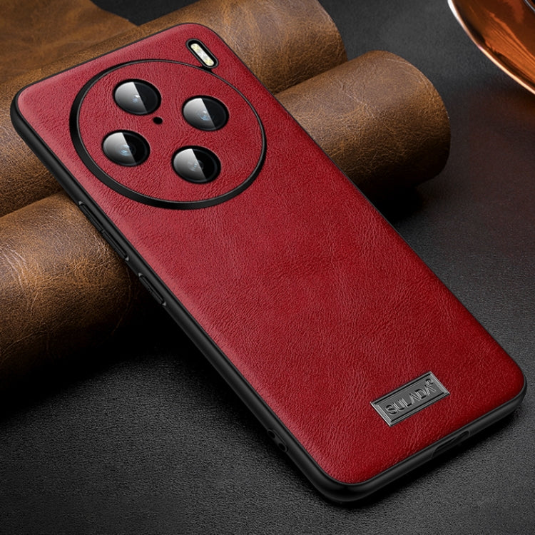 Pour vivo X100s Pro / X100 Pro Coque de téléphone antichoc SULADA en TPU + cuir fait main (rouge)