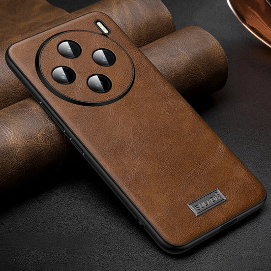 For vivo X100s SULADA Shockproof TPU + Handmade Leather Phone Case(Brown)