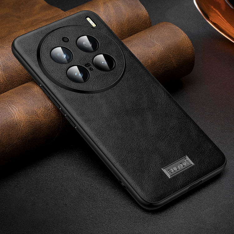 For vivo X200 Pro SULADA Shockproof TPU + Handmade Leather Phone Case(Black)