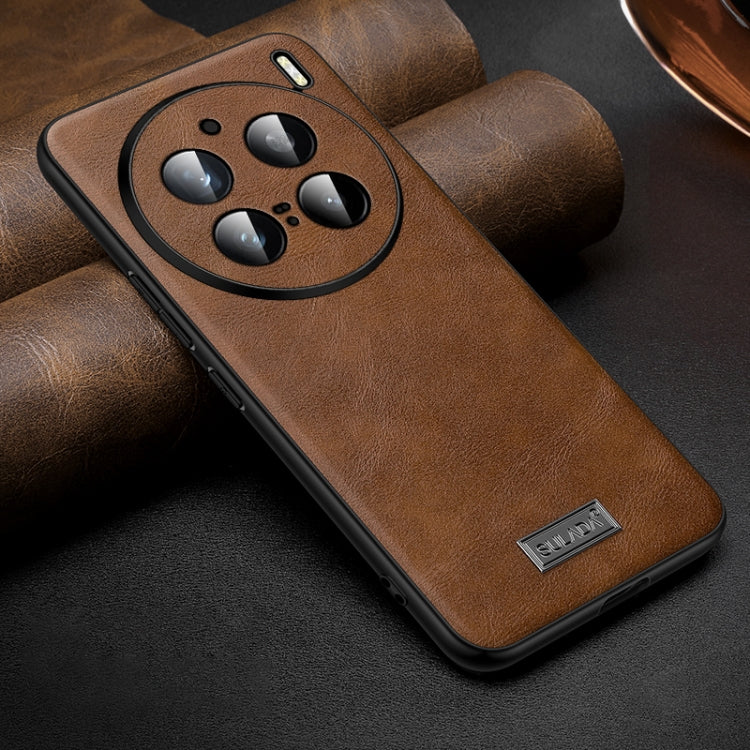 For vivo X200 Pro SULADA Shockproof TPU + Handmade Leather Phone Case(Brown)