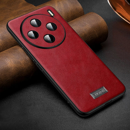 For vivo X200 SULADA Shockproof TPU + Handmade Leather Phone Case(Red)