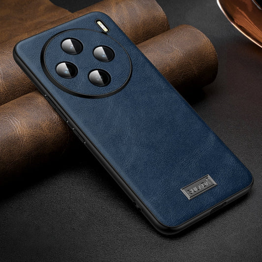 For vivo X200 SULADA Shockproof TPU + Handmade Leather Phone Case(Blue)