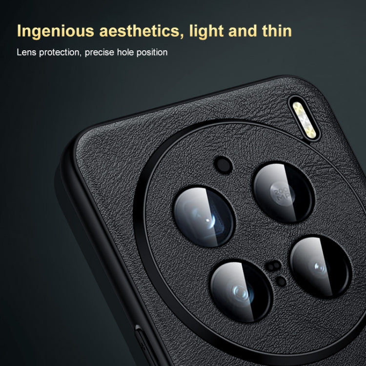 For vivo X200 SULADA Shockproof TPU + Handmade Leather Phone Case(Black)