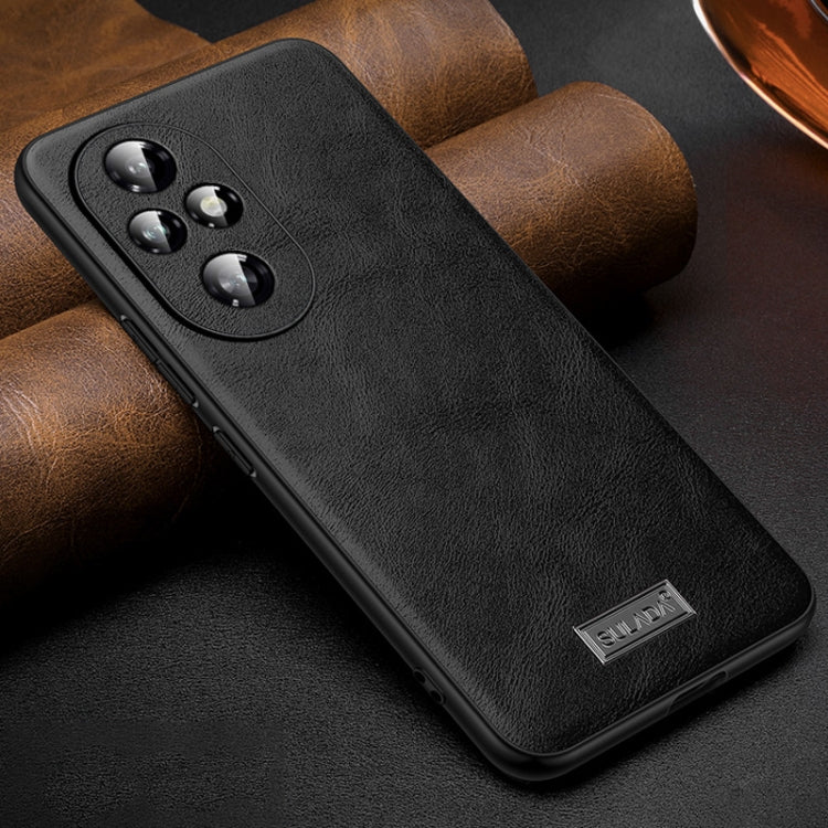 For Honor 200 Pro SULADA Shockproof TPU Hybrid Handmade Leather Phone Case(Black)