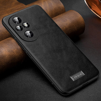 For Honor 200 Pro SULADA Shockproof TPU Hybrid Handmade Leather Phone Case(Black)