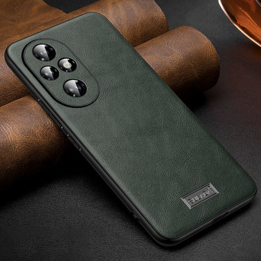 For Honor 200 Pro SULADA Shockproof TPU Hybrid Handmade Leather Phone Case(Green)