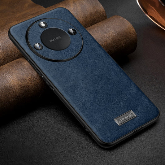 For Honor X60 SULADA Shockproof TPU Hybrid Handmade Leather Phone Case(Blue)